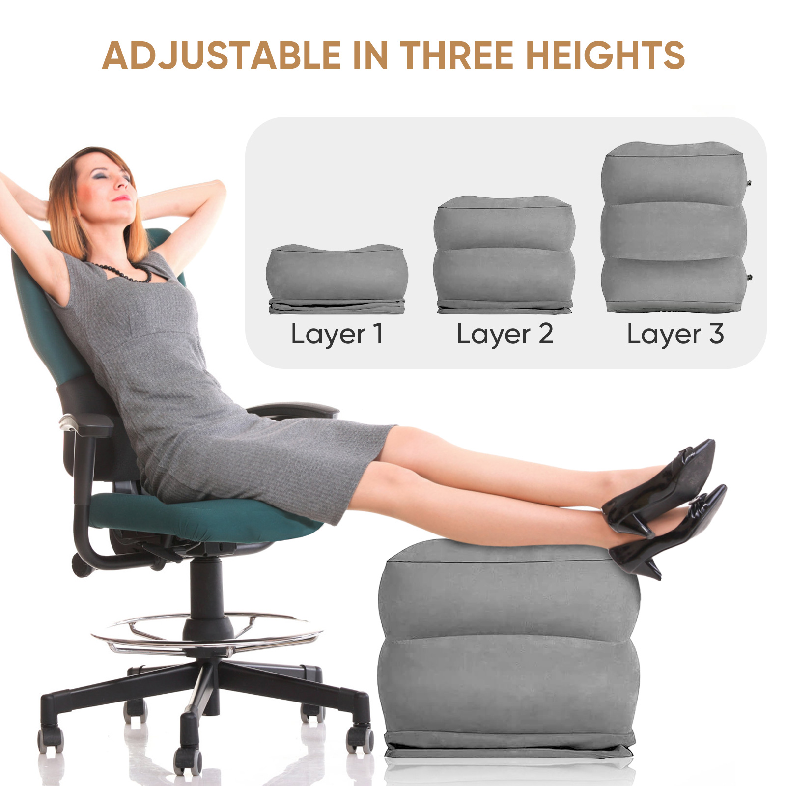 Ergonomic Footrest Adjustable - Repose-pieds de voyage pour avion, coussin