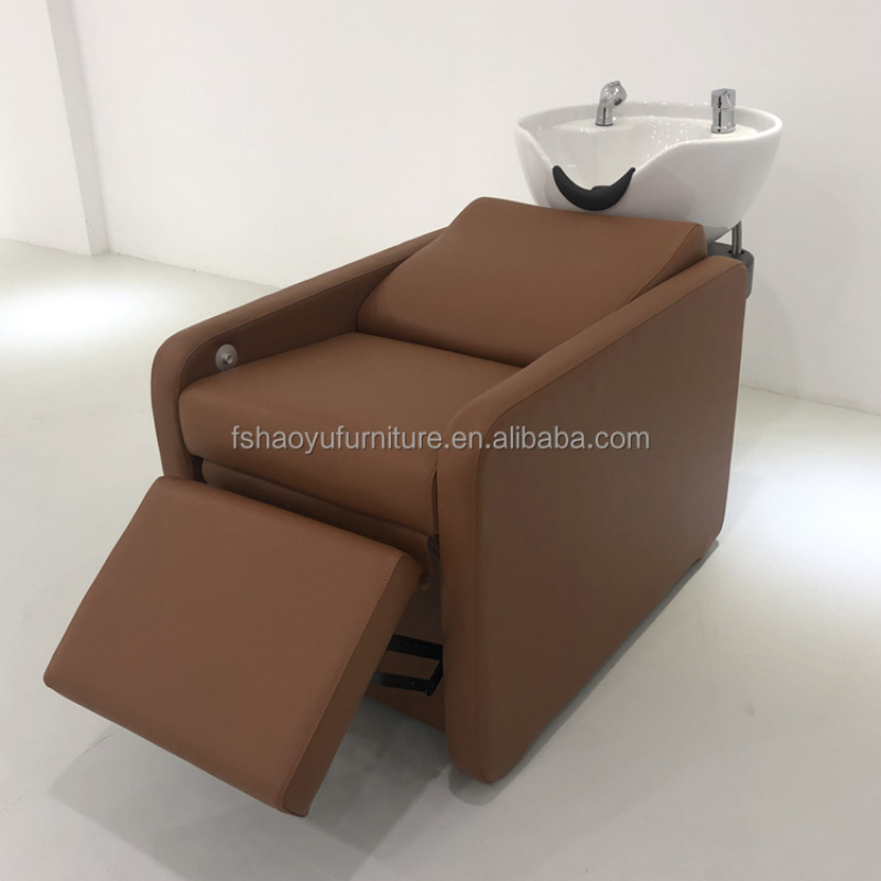 Ergonomic Footrest Adjustable - Fauteuil de lavage moderne en cuir