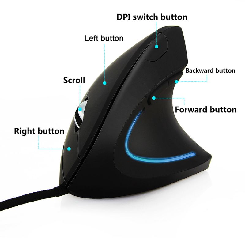 Vertical Mouse Left Handed - Souris verticale filaire RGB pour droitier