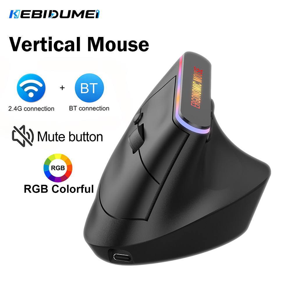 Vertical Mouse Rechargeable Bluetooth - Souris verticale KEBIDUMEI Bluetooth 5.2 2.4G,