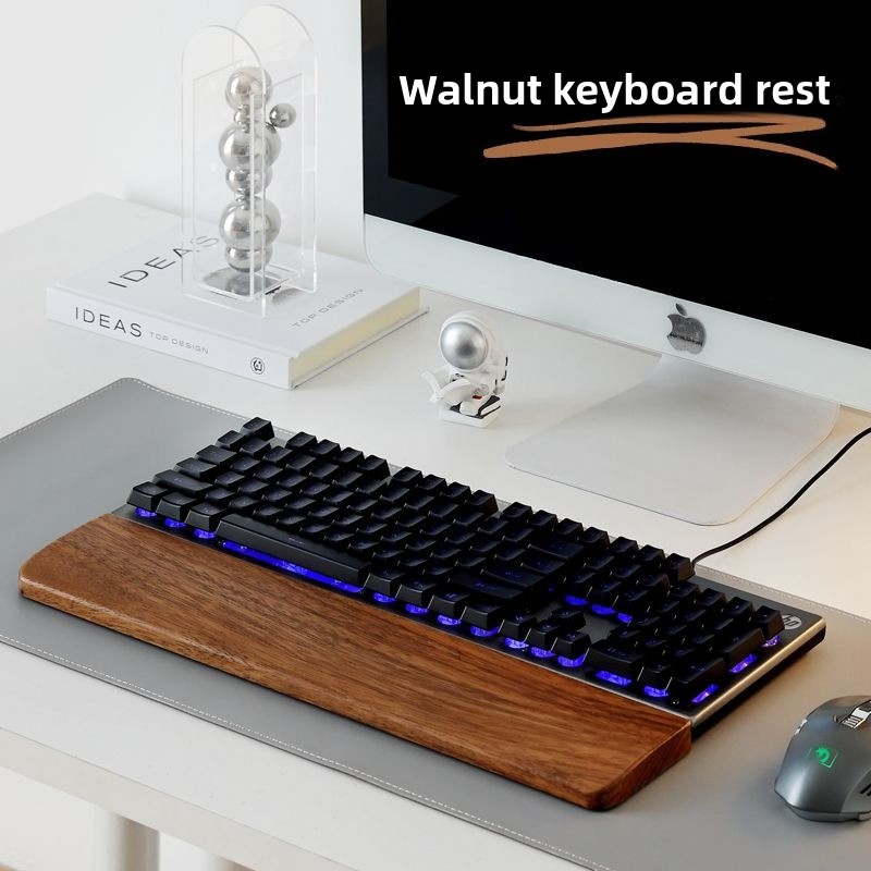 Ergonomic Mouse Pad With Wrist Support - Repose-paume pour clavier en bois massif,