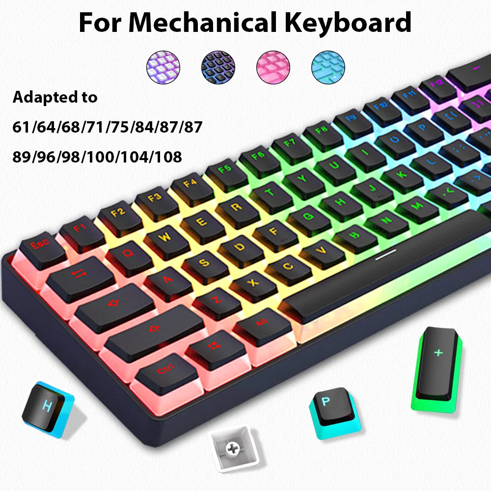 Ergonomic Keyboard Split Mechanical - 129 touches Pudding Keycaps PBT Double