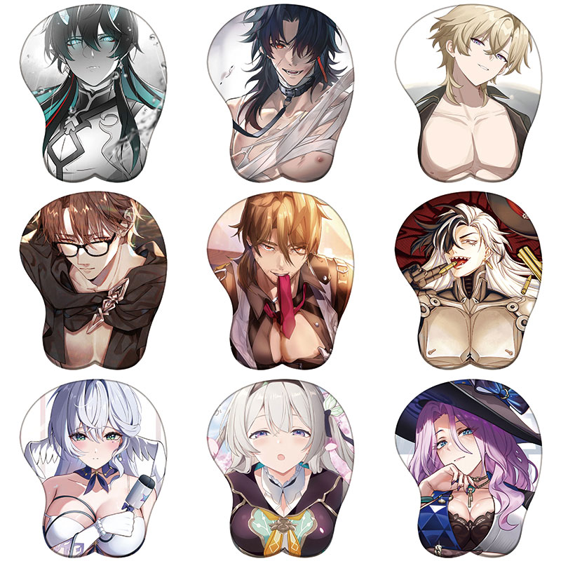 Ergonomic Mouse Pad With Wrist Support - Honkai-Tapis de souris en silicone avec