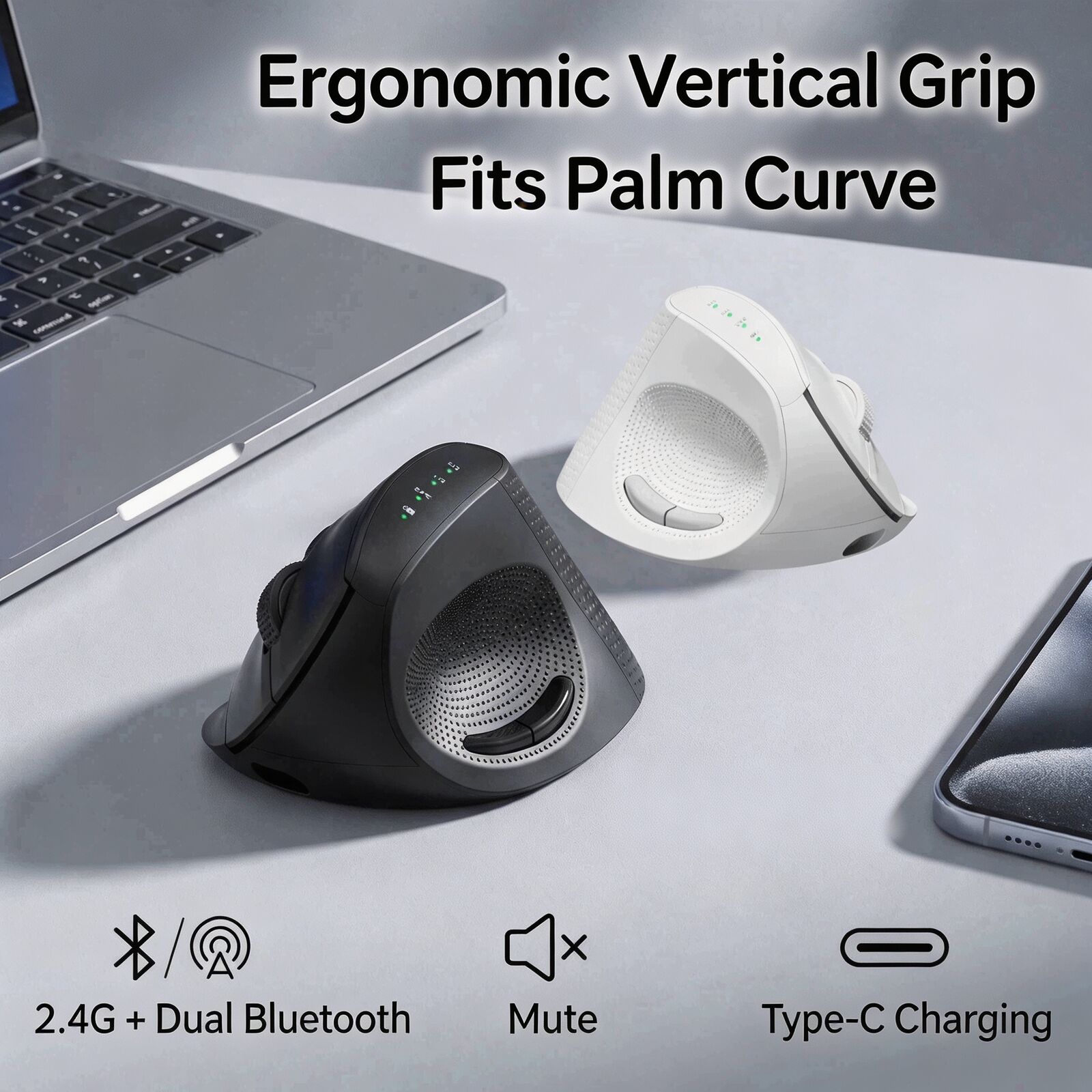 Vertical Mouse Dpi 4000 - Souris sans fil ergonomique verticale 2.4G