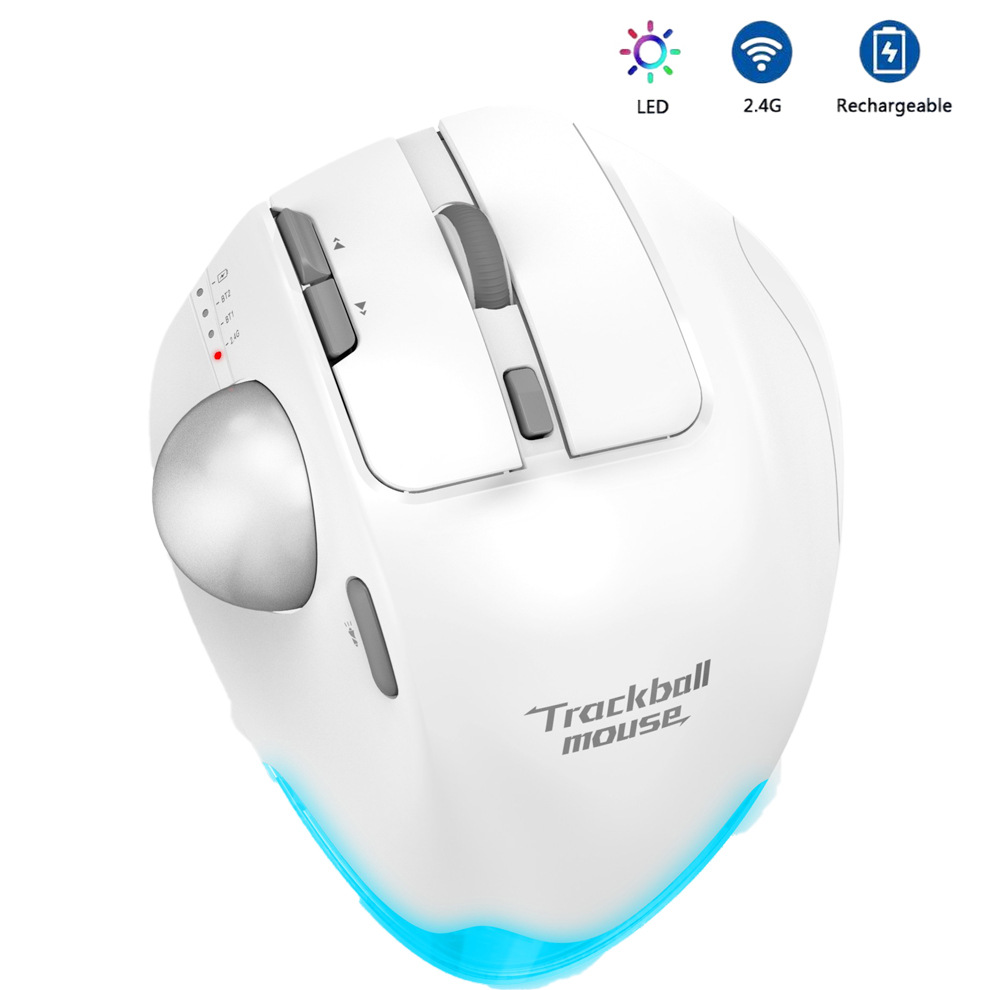Ergonomic Mouse Trackball Thumb - Souris Trackball sans fil 2.4G RGB,