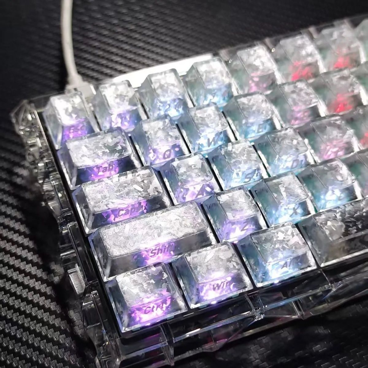 Ergonomic Keyboard Split Mechanical - 132 touches en PC transparent blanc
