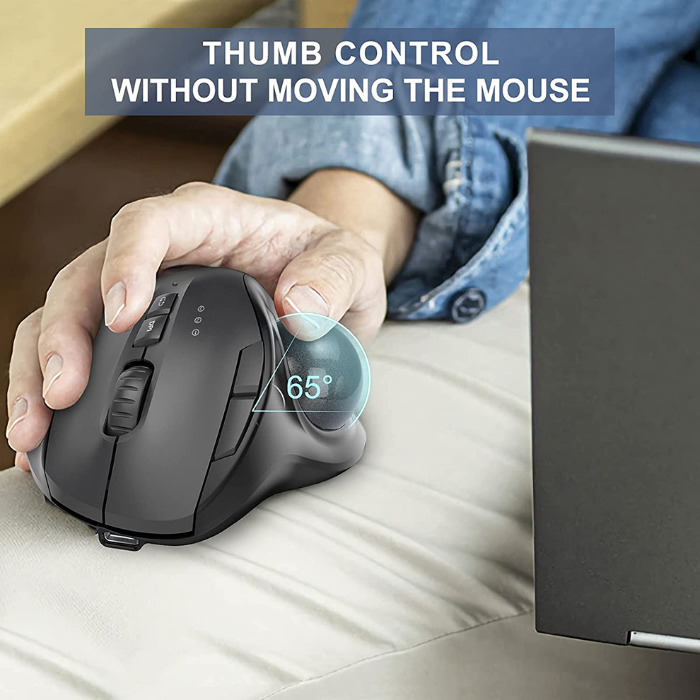 Jomaa noir 2.4G + Bluetooth so - Ergonomic Mouse Trackball Thumb avis et prix