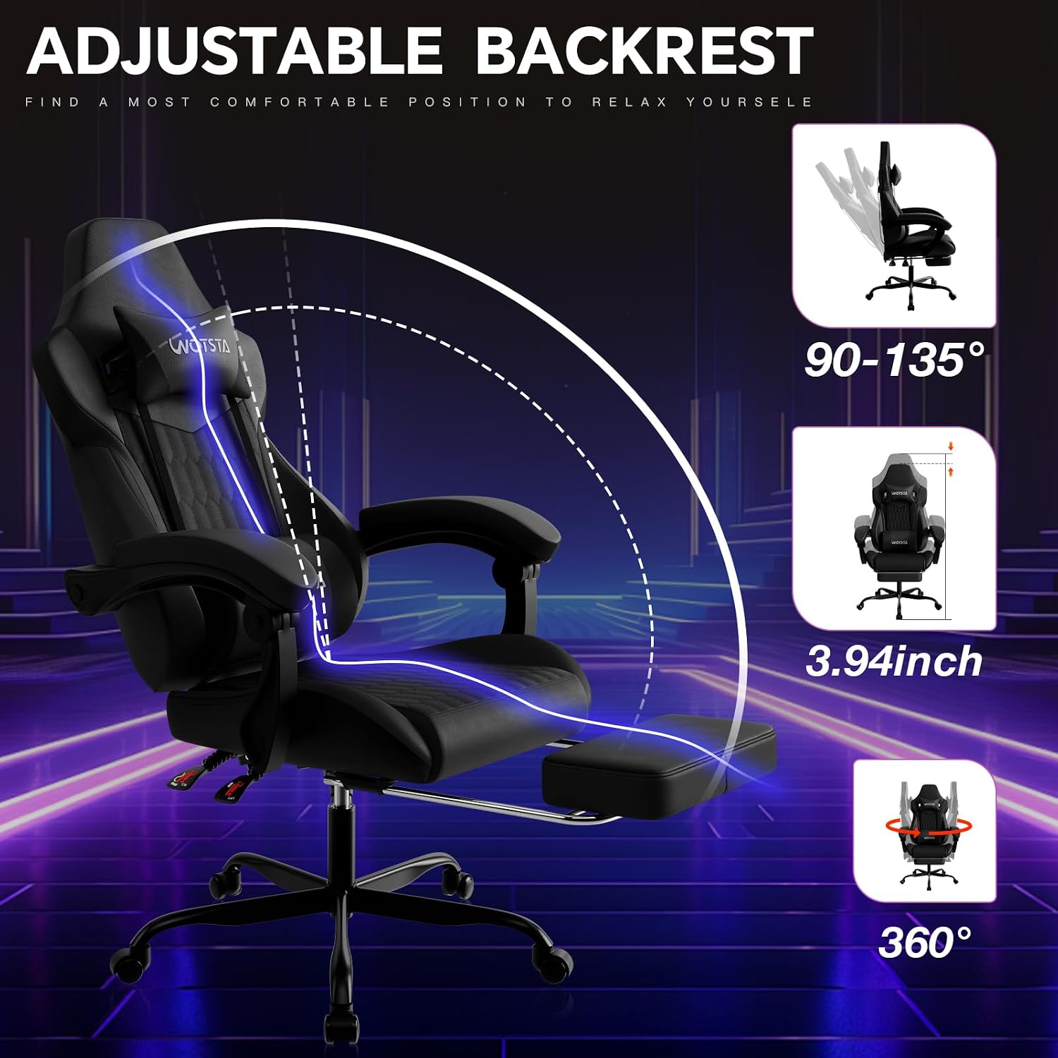 Chaise de jeu avec repose-pied - Ergonomic Footrest Adjustable avis et prix