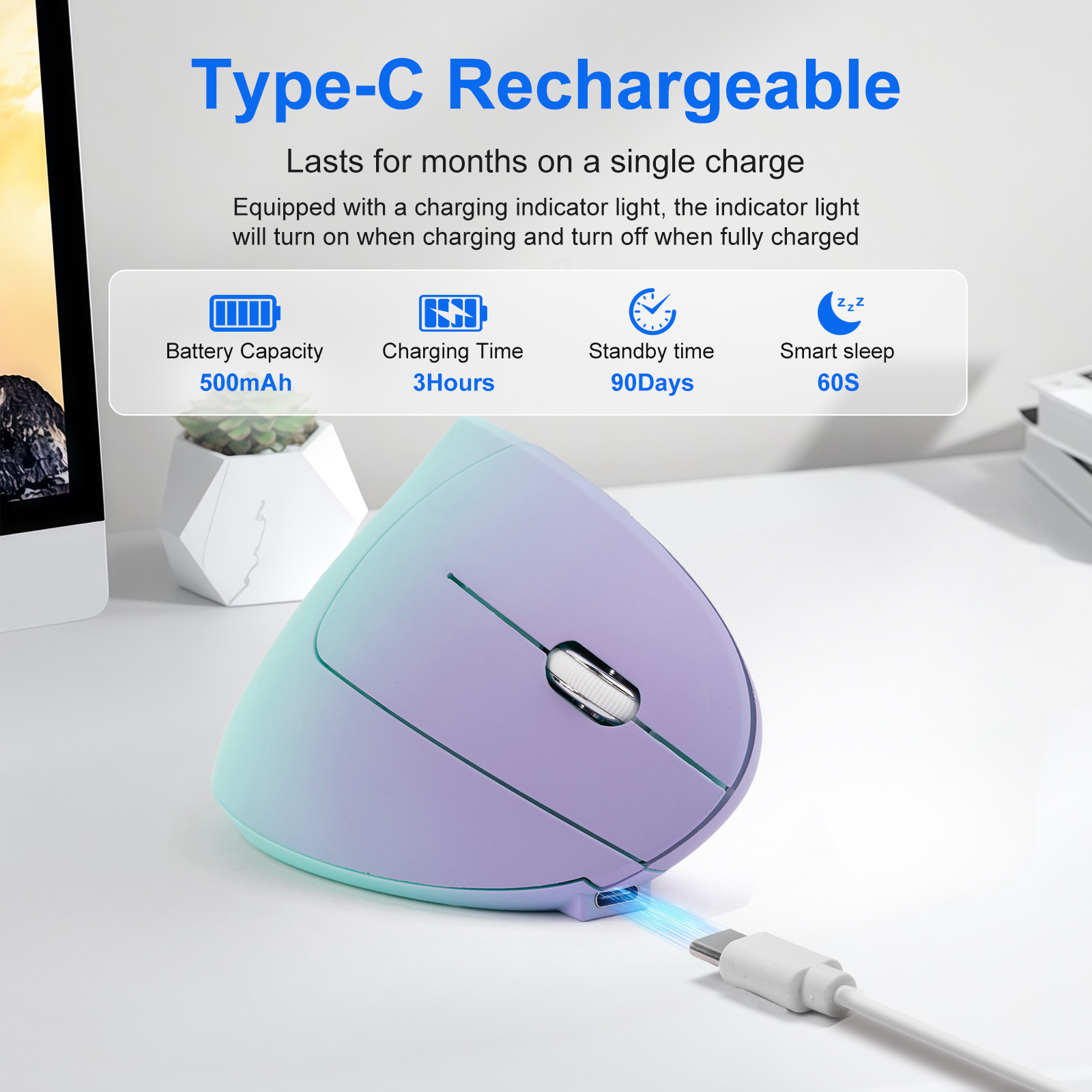 Souris sans fil 2.4G Bluetooth - Vertical Mouse Rechargeable Bluetooth avis et prix