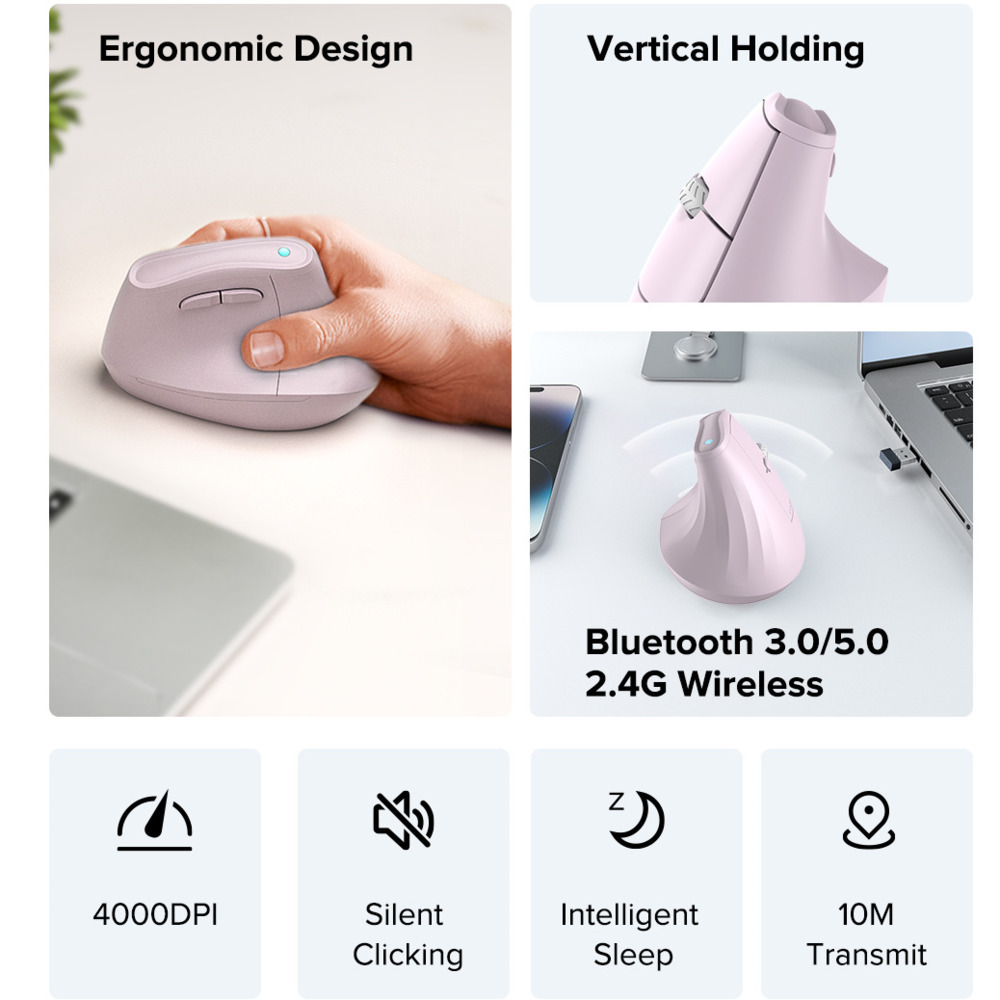 2.4G + Bluetooth double mode s - Vertical Mouse Dpi 4000 avis et prix