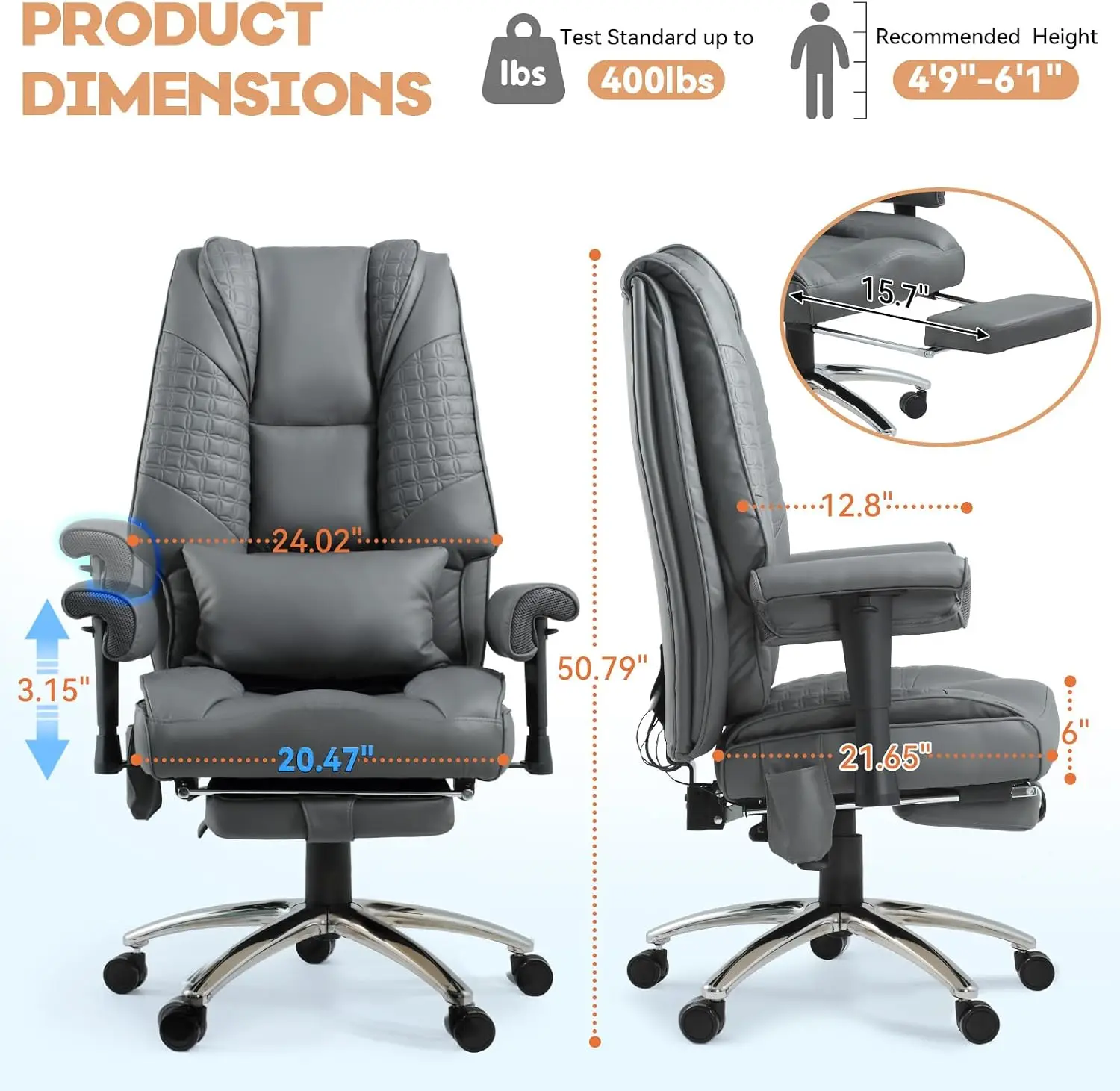 Fauteuil de bureau chauffant e - Ergonomic Footrest Adjustable avis et prix