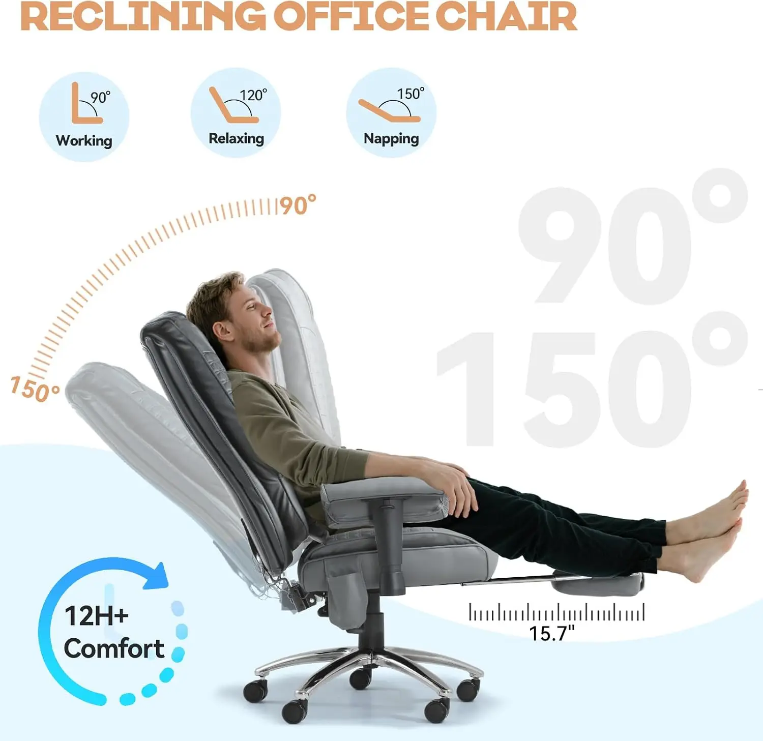 Fauteuil de bureau chauffant e - Ergonomic Footrest Adjustable avis et prix