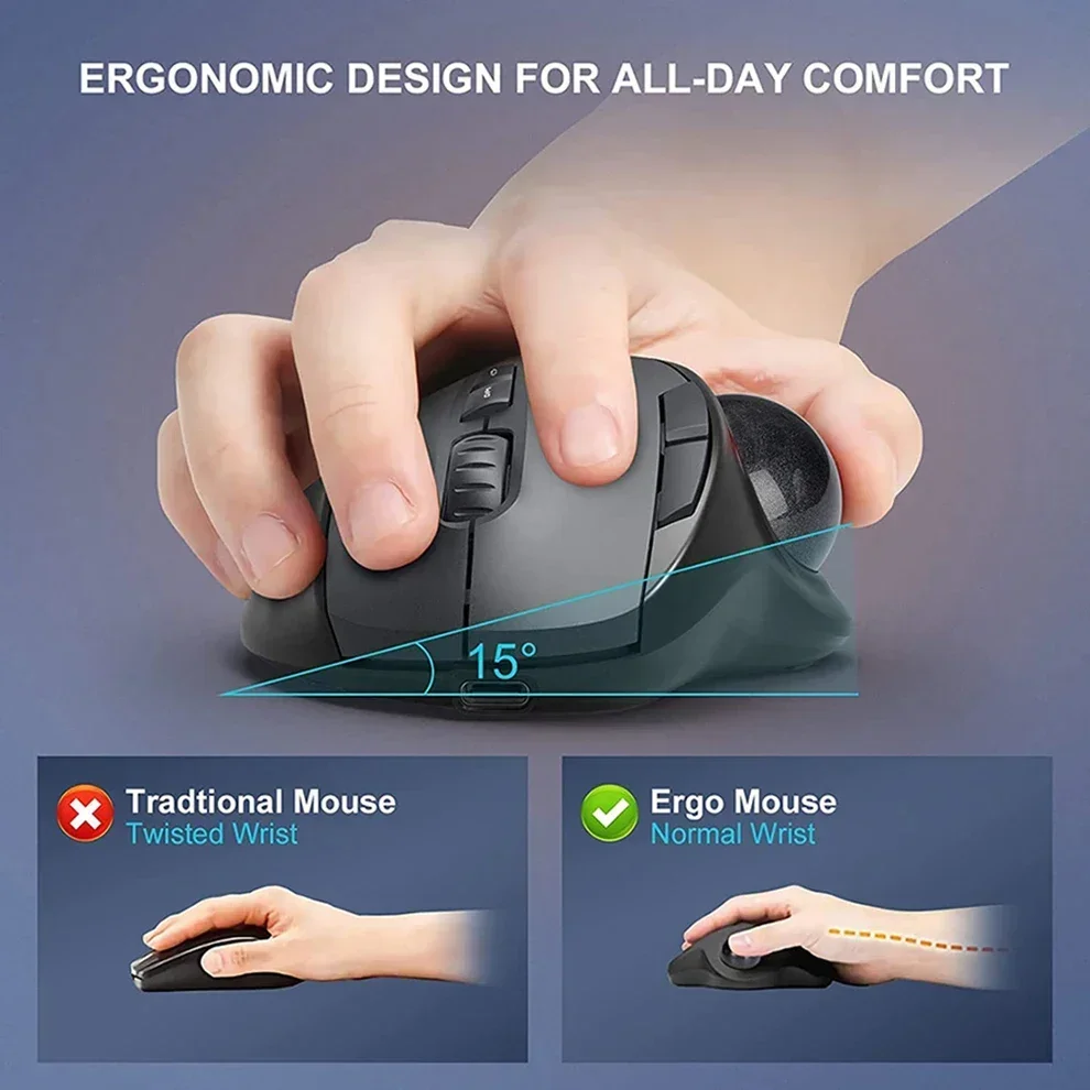 Souris sans fil à bille, ergon - Ergonomic Mouse Trackball Thumb avis et prix