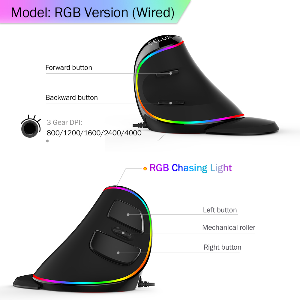Delux M618 PLUS ergonomie sour - Vertical Mouse Dpi 4000 avis et prix