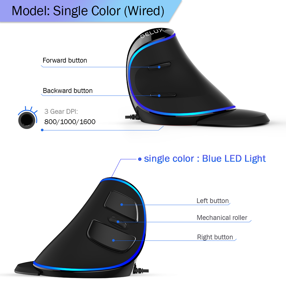 Delux M618 PLUS ergonomie sour - Vertical Mouse Dpi 4000 avis et prix