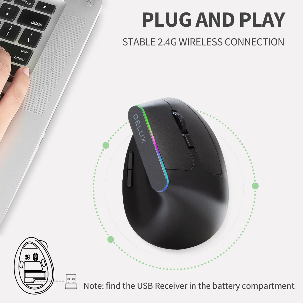 Delux M618C sans fil silencieu - Vertical Mouse Rechargeable Bluetooth avis et prix