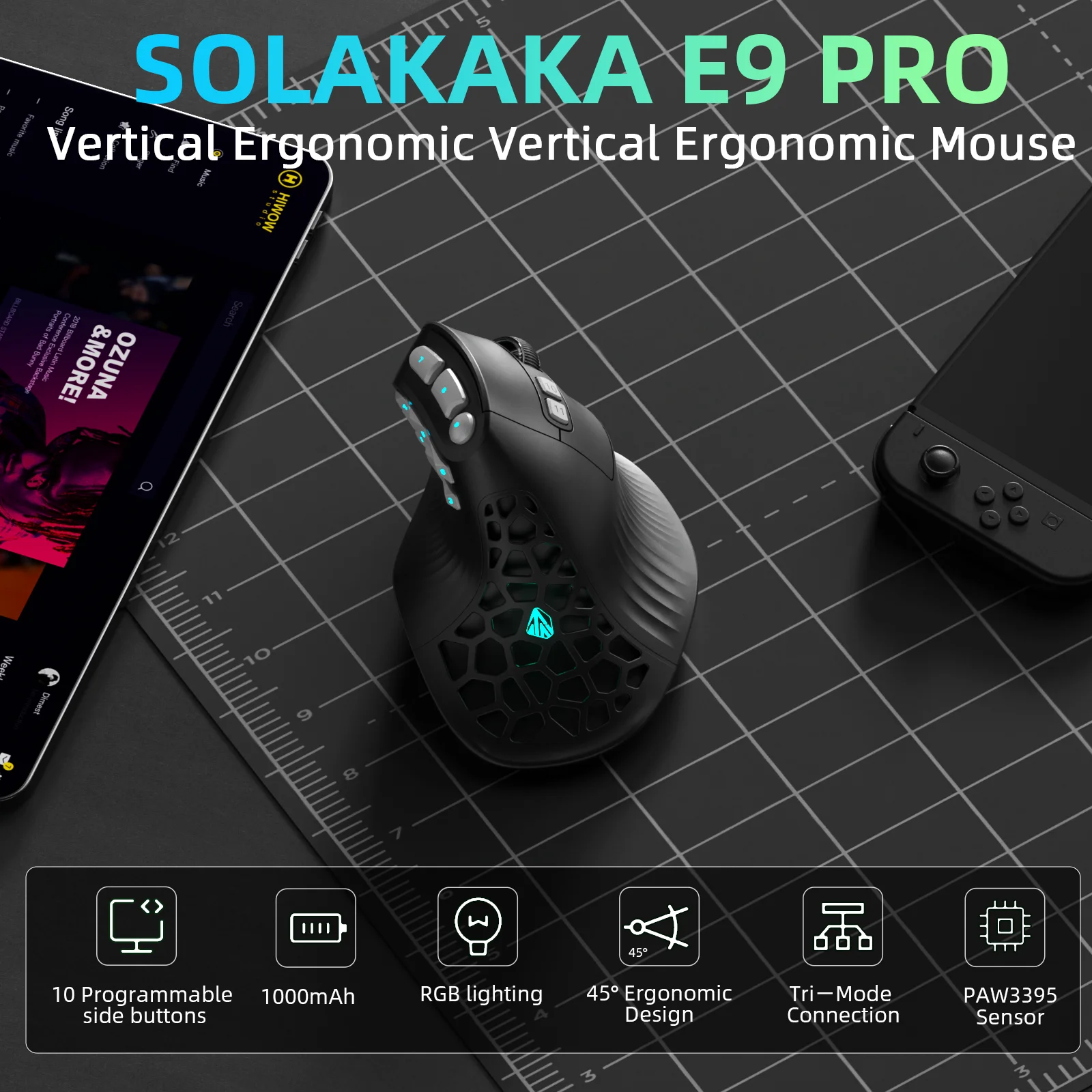 Souris verticale SOLAKAKA E9 P - Vertical Mouse Left Handed avis et prix
