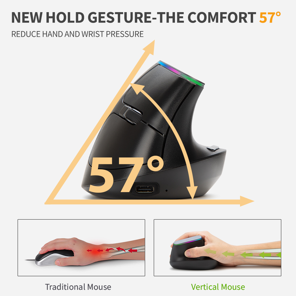 Delux souris verticale ergonom - Vertical Mouse Rechargeable Bluetooth avis et prix