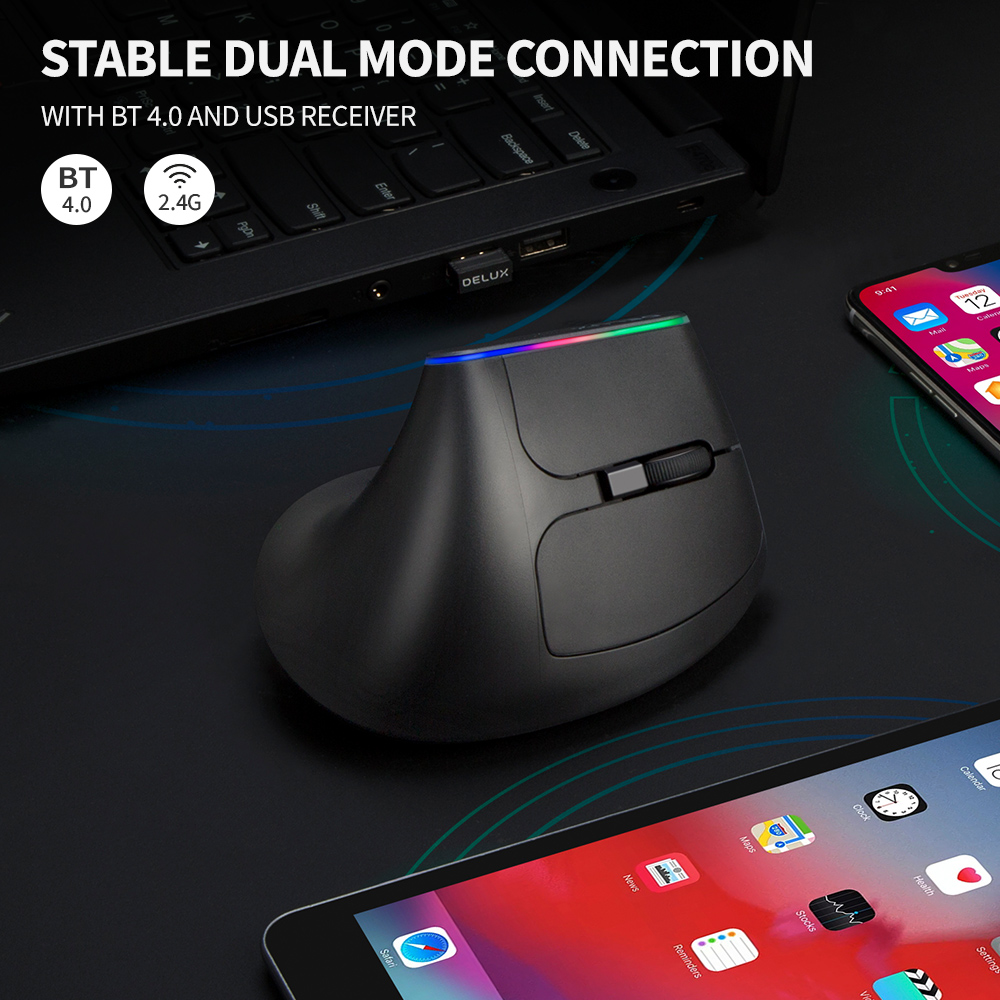 Delux souris verticale ergonom - Vertical Mouse Rechargeable Bluetooth avis et prix