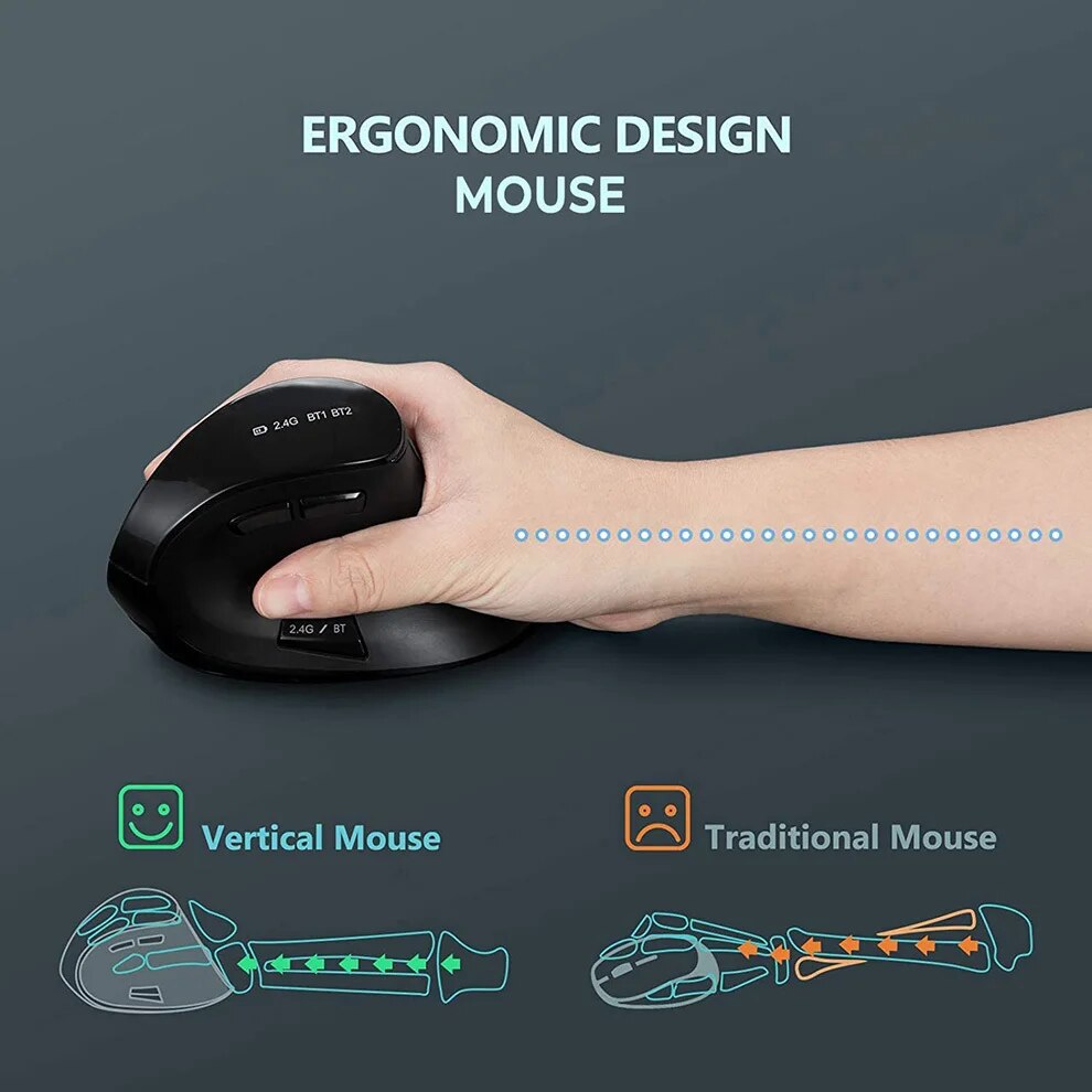 JOMAA 2.4G souris sans fil sou - Vertical Mouse Rechargeable Bluetooth avis et prix